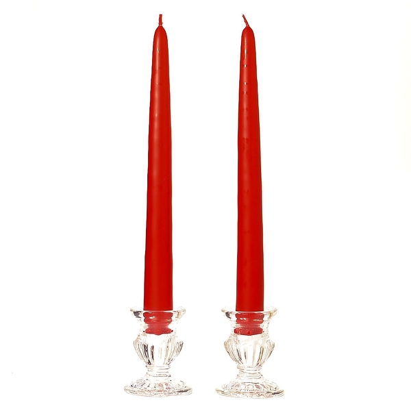 3 Pairs Taper Candles Unscented 10 inch Red Tapers .88 in. Diameter x 10 in. Tall